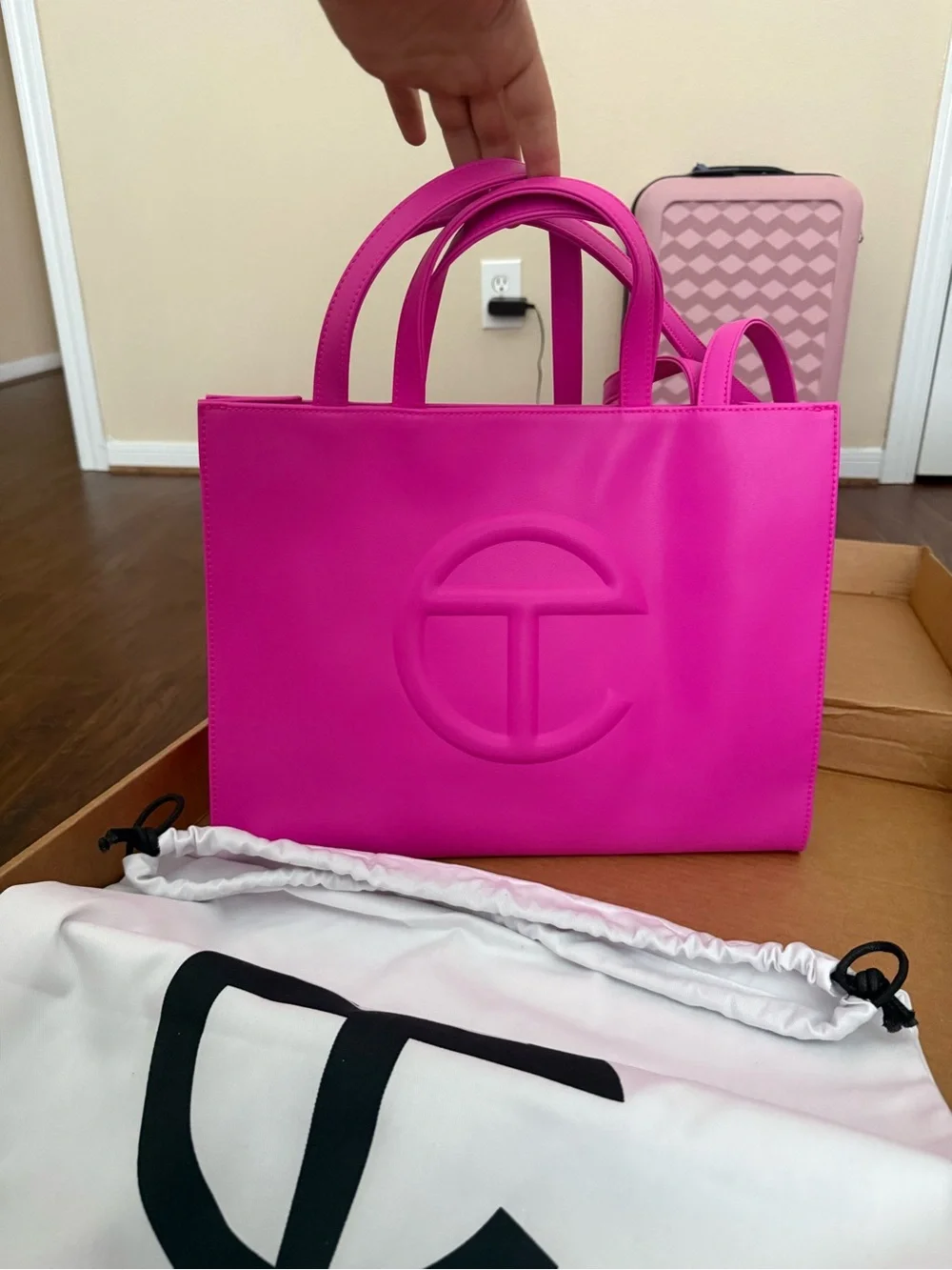 Telfar Medium Azalea Shopping Tote Hot Pink Embossed Logo